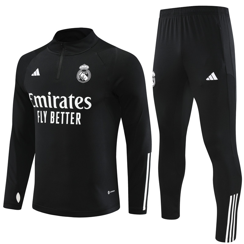 Real Madrid 23-24 Kids Long Sleeve Training Set Black